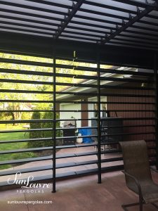 SunLouvre Pergolas with adjustable louvers including a privacy wall of louvers - image 0306