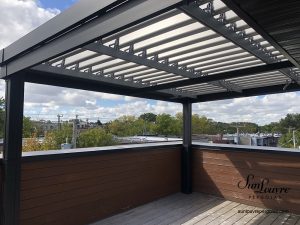 SunLouvre Pergolas with adjustable rafters, 100% aluminum pergola, Integrated Louvers pergola model with gutter included - image 0544