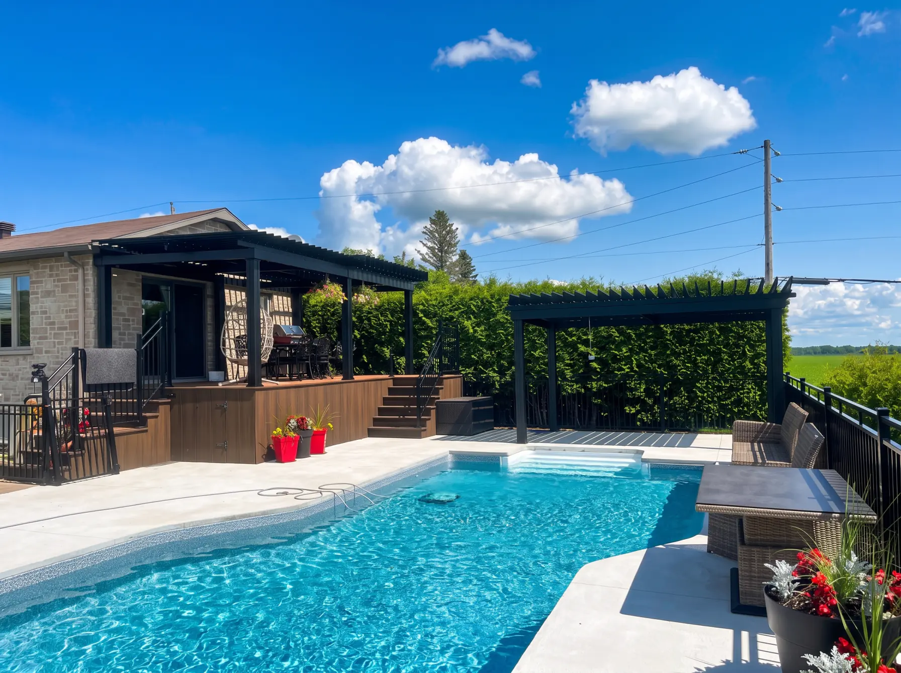 Après - Terrasse et coin piscine, Saint-Prosper · Mauricie