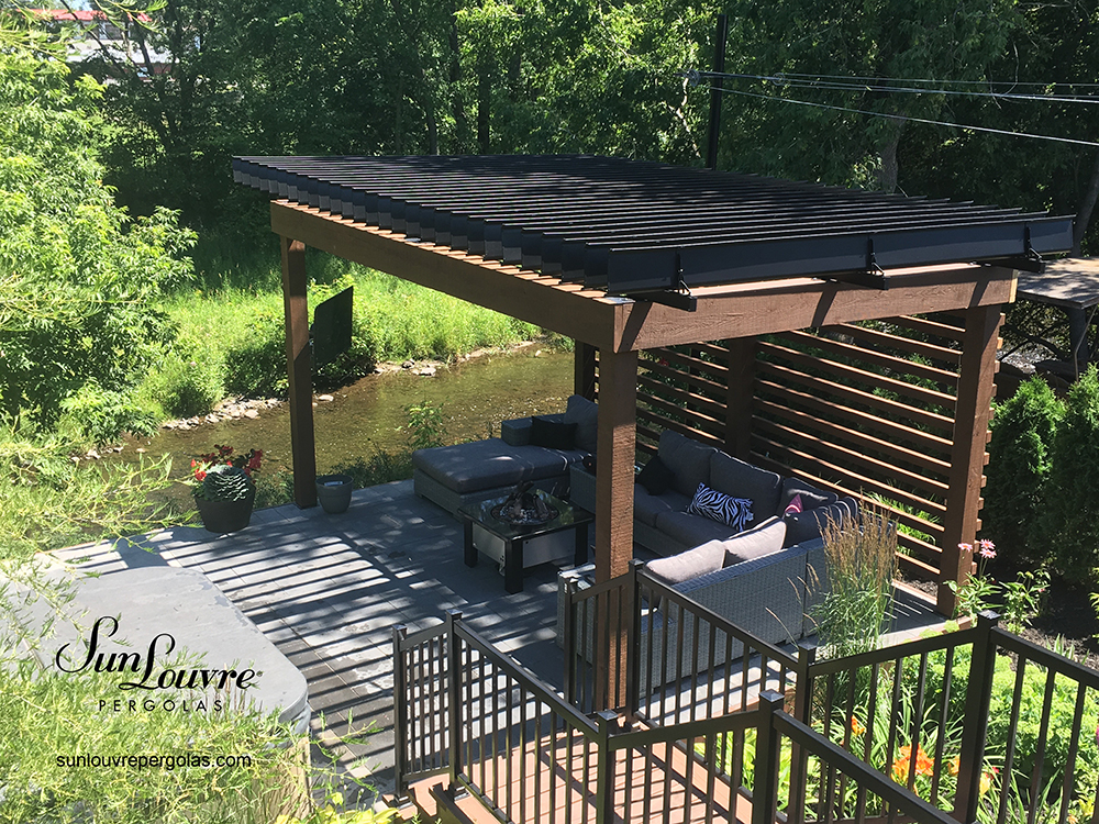 SunLouvre Pergolas, residential, installed on an existing wood structure, adjustable louvered roof pergola, 100% aluminum - image 0401