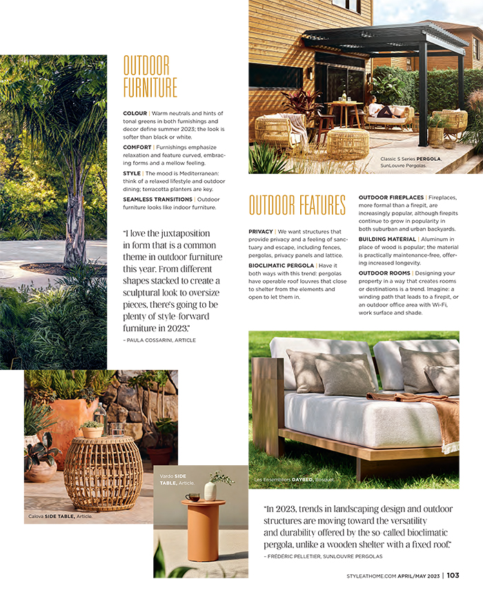 Magazine Outdoor Style Avril 2023 - SunLouvre Pergolas article