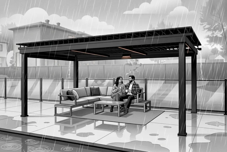 Living fully under the rain: how SunLouvre Pergolas keeps you dry, comfortable, and present